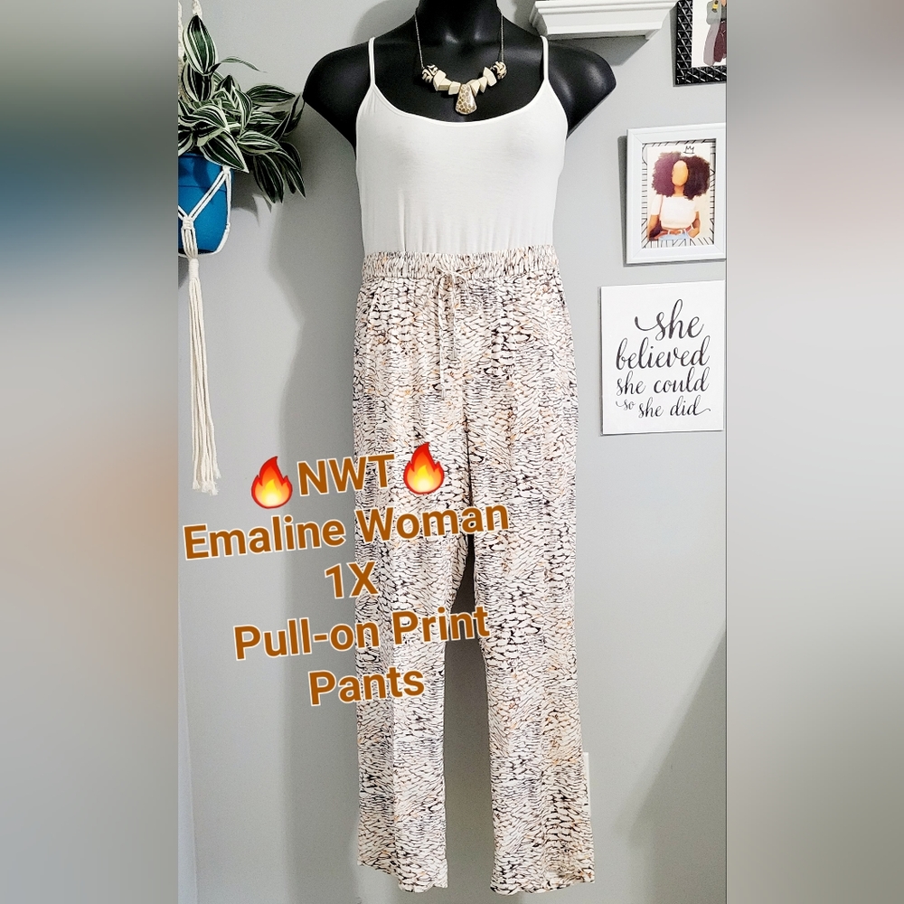 🔥NWT Emaline Woman 1X Pull-on Print Pants